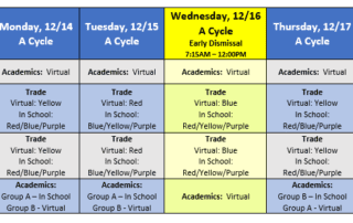 Hybrid schedule for week of 12/14/2020