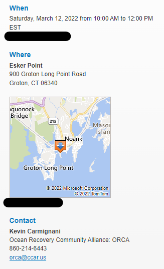 Esker Point schedule screenshot