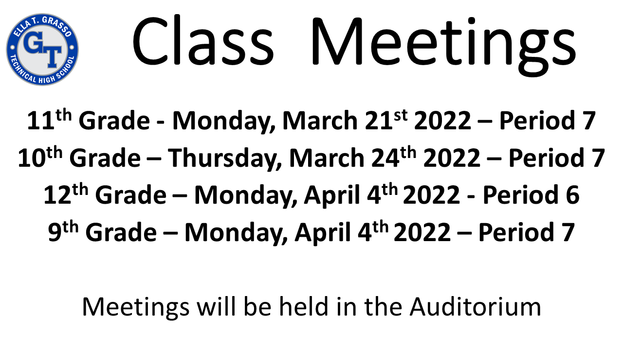 Grasso Spring Class Meeting Schedule 2022