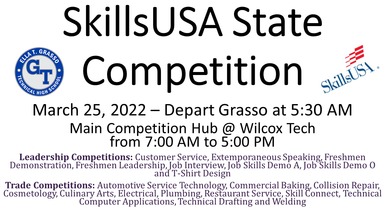 Announcement for SkillsUSA Connecticut State Competition 2022