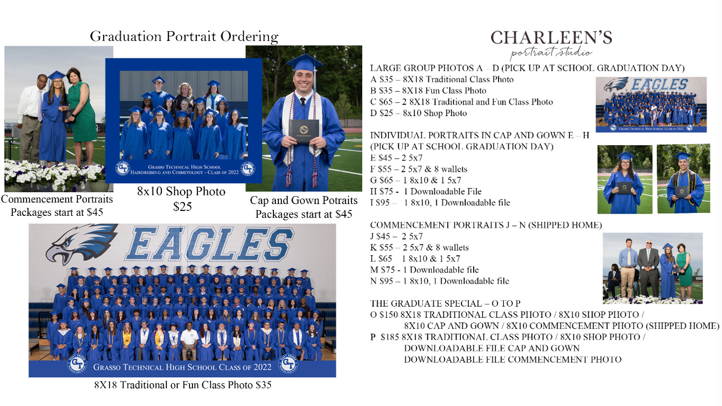 Purchasing Information for those that wish to get Graduation photos and packages from Charleen's Studio.