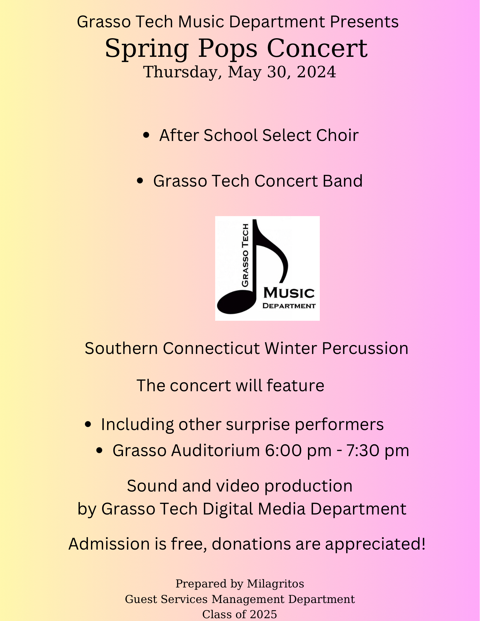 Grasso Tech Music's Spring Pops Concert - May 30, 2024 6:00 PM