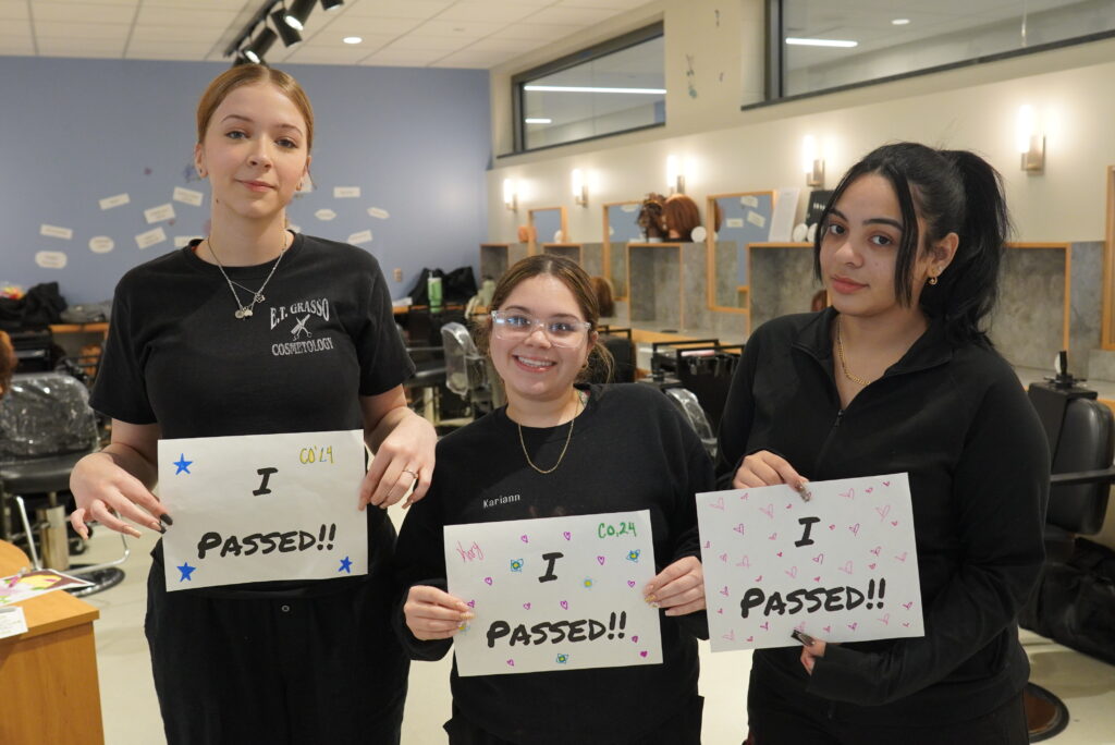 Three Grasso Hairdressing students earn their state license!