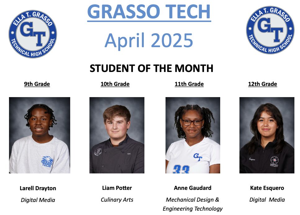Students of the Month for April 2025 - Grasso Tech