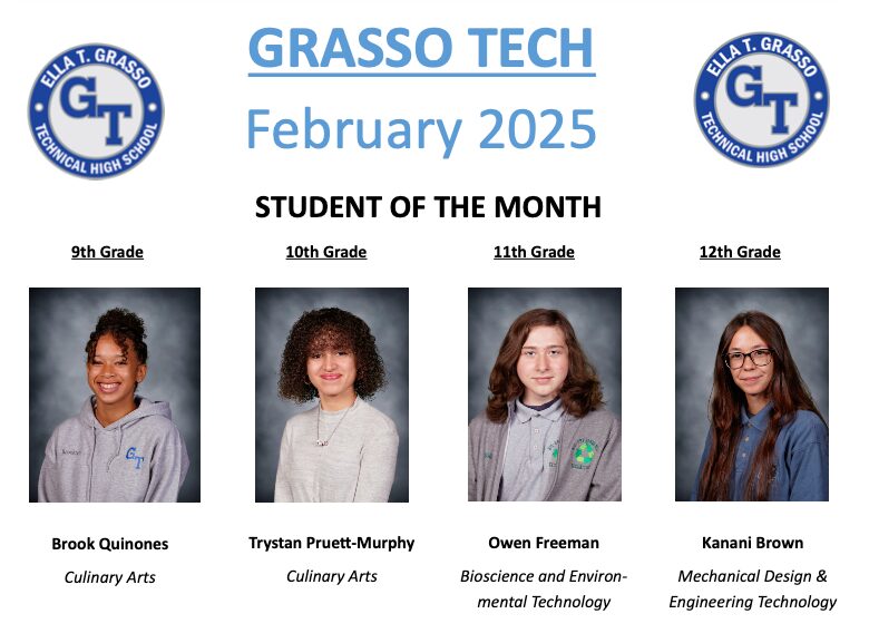 Students of the Month for February 2025 - Grasso Tech