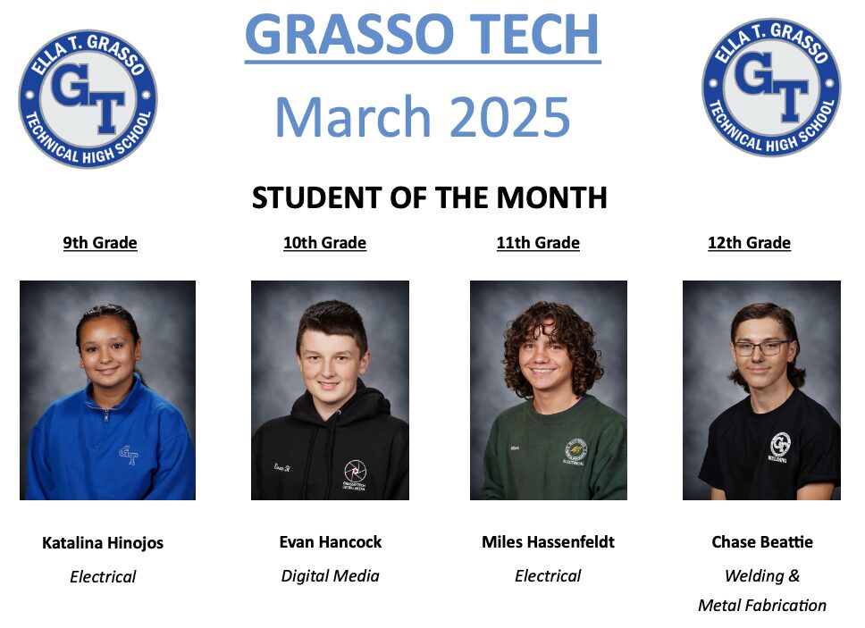 Students of the Month for March 2025 - Grasso Tech