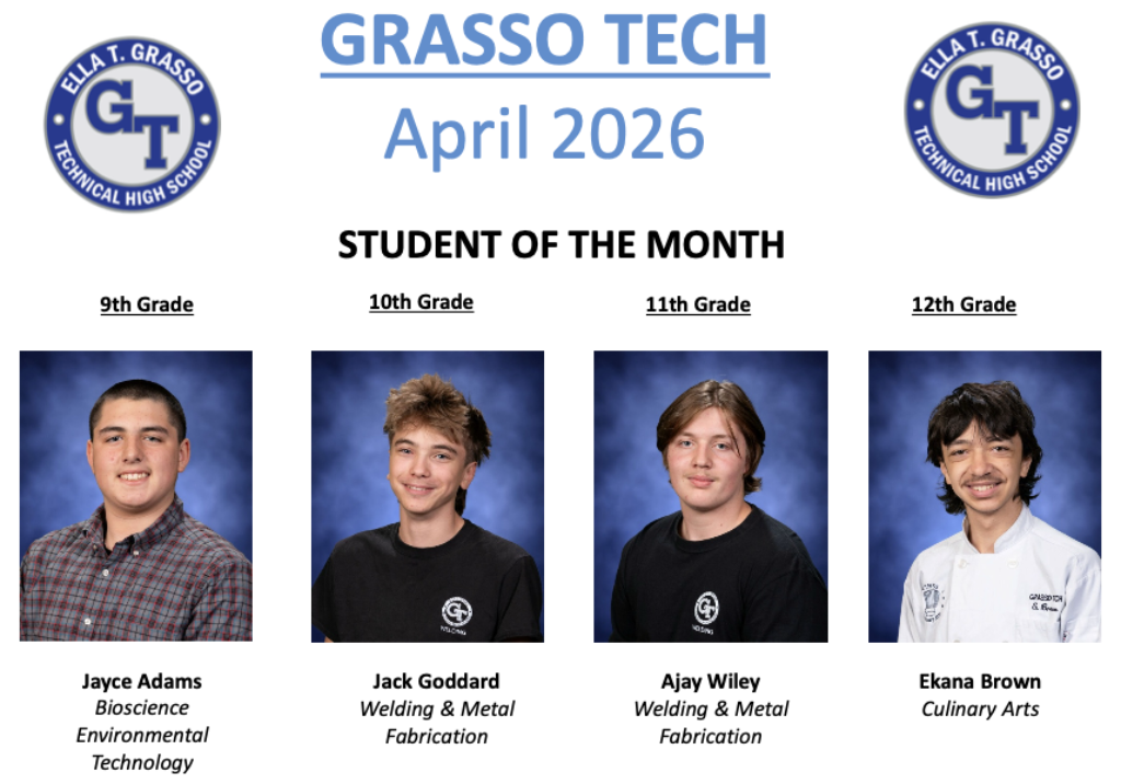 Grasso Tech's Students of the Month for April 2026